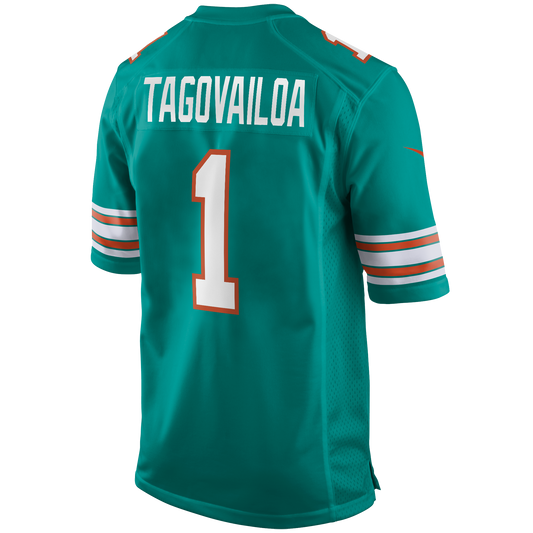 Tua Tagovailoa #1 Miami Dolphins Teal Nike Game Finished Jersey - Pro League Sports Collectibles Inc.