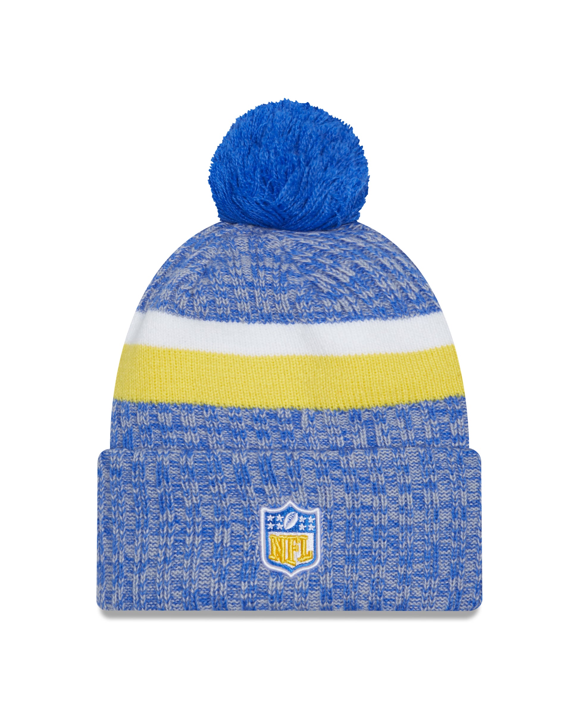 Los Angeles Chargers New Era 2023 Sideline - Sport Cuffed Pom Knit Hat - Blue - Pro League Sports Collectibles Inc.