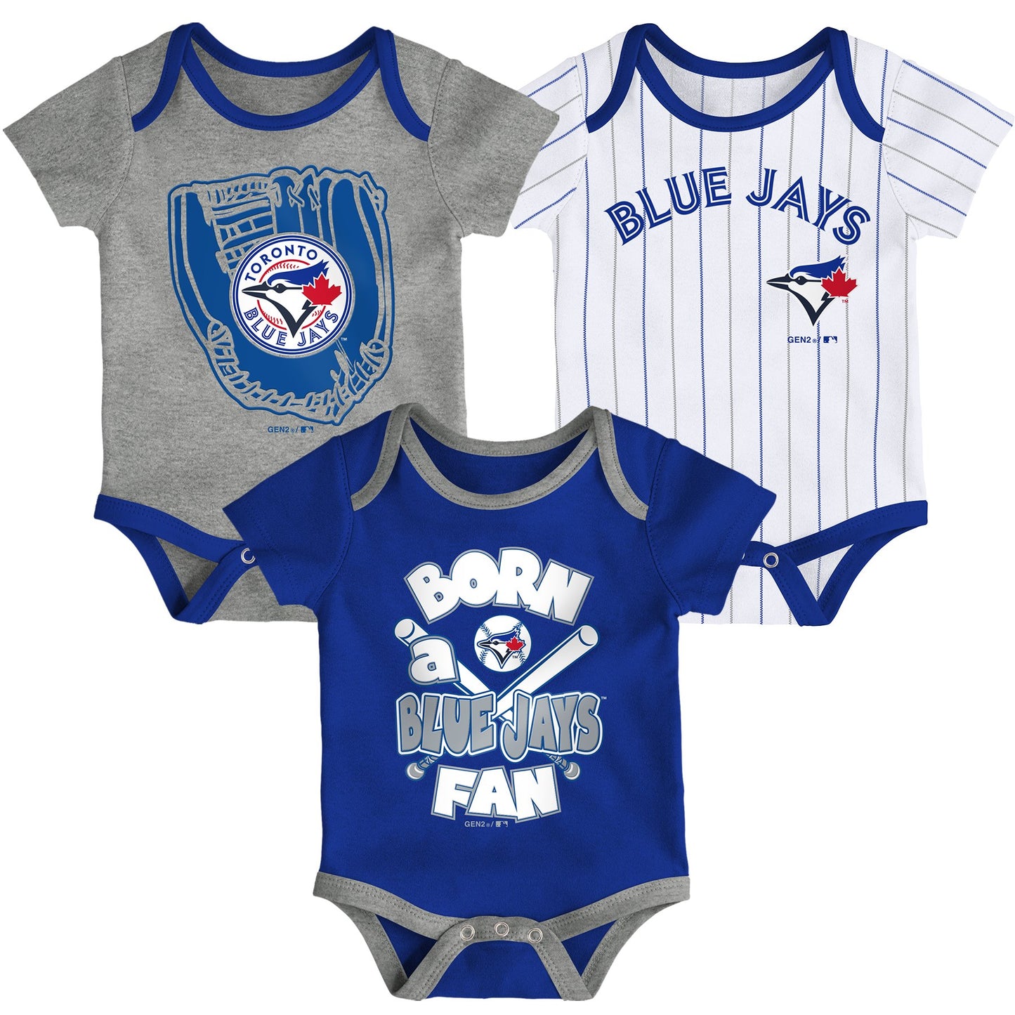 Infant Toronto Blue Jays Future Creeper Onesie 3 Pack Set - Pro League Sports Collectibles Inc.