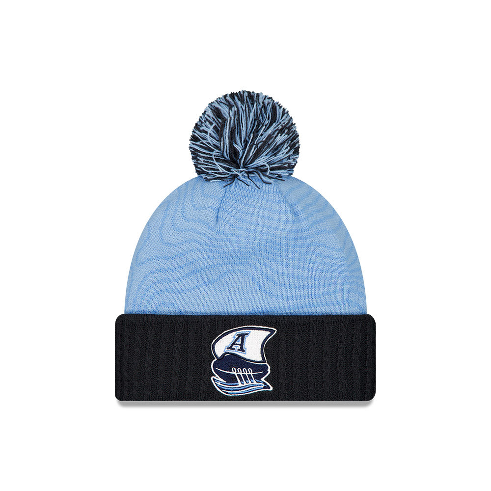 TORONTO ARGONAUTS CFL 2025 New Era Side Line Knit Pom Toque - Sky Navy