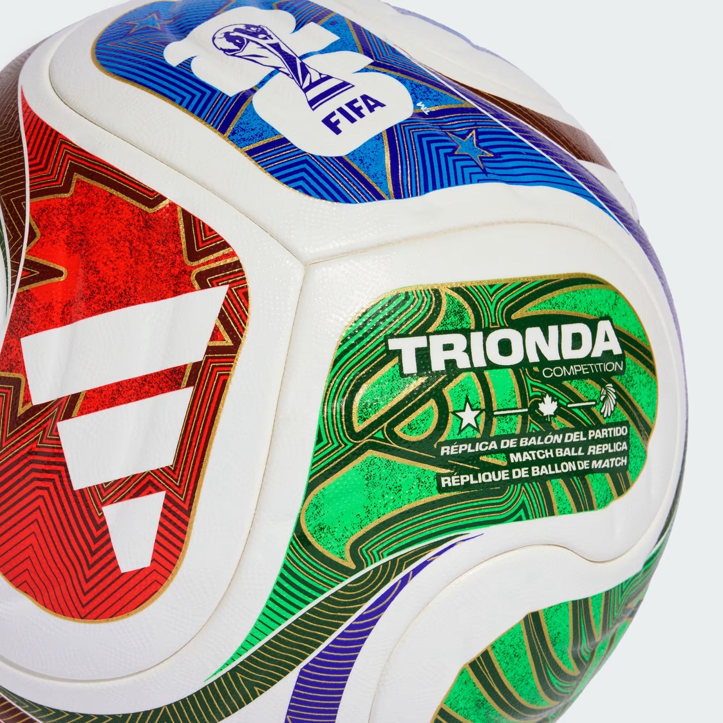 Adidas World Cup FIFA 2026 Trionda Soccer Competition Ball- White/Blue/Green/Red - Size 4