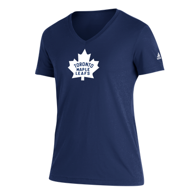 Women’s Toronto Maple Leafs Adidas Navy V-Neck T-Shirt - Pro League Sports Collectibles Inc.