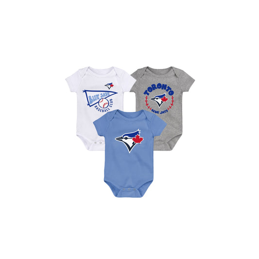 Infant Toronto Blue Jays Fan Romper Onesie 3 Pack Set