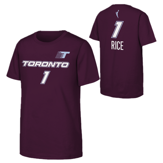Youth Kiki Rice #1 WNBA Toronto Tempo Name & Number T-Shirt