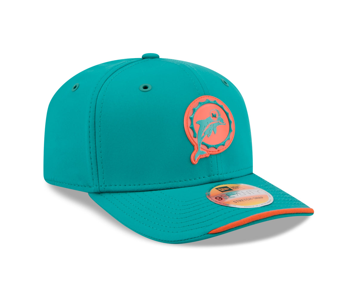 Miami Dolphins Historic New Era 9SEVENTY 2026 Sideline Adjustable Hat - Teal