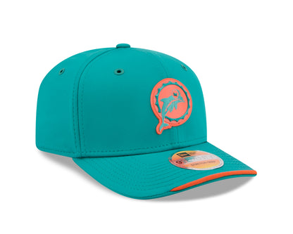 Miami Dolphins Historic New Era 9SEVENTY 2026 Sideline Adjustable Hat - Teal