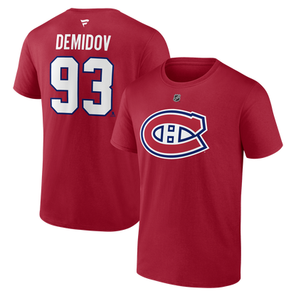 Montreal Canadiens Ivan Demidov #93 Fanatics Name and Number T-Shirt - Red