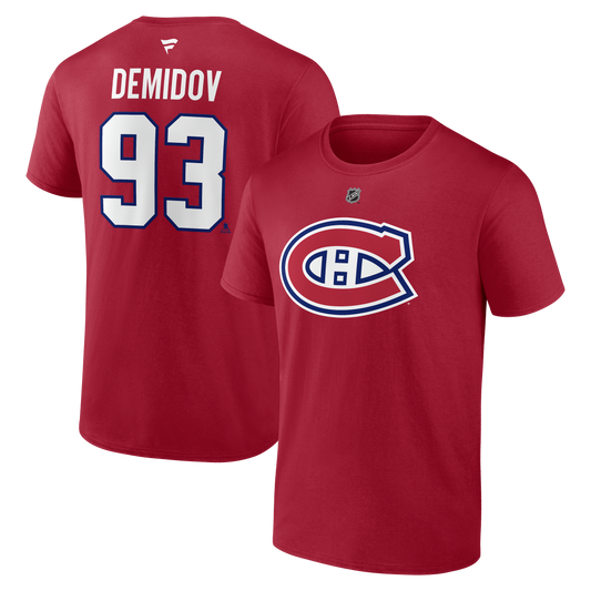 Montreal Canadiens Ivan Demidov #93 Fanatics Name and Number T-Shirt - Red