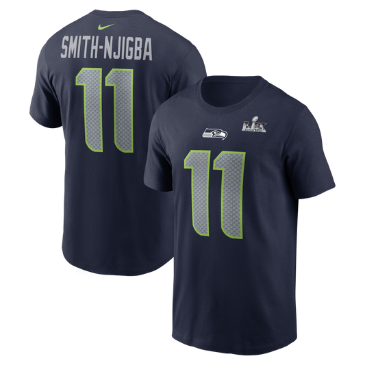Jaxon Smith-Njigba #11 Seattle Seahawks Nike Super Bowl Bound - Name & Number Navy T-Shirt