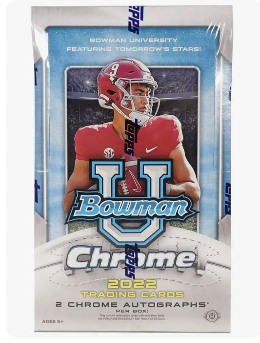 2022 Bowman Chrome University Football Factory Sealed 24 Pack Hobby Box