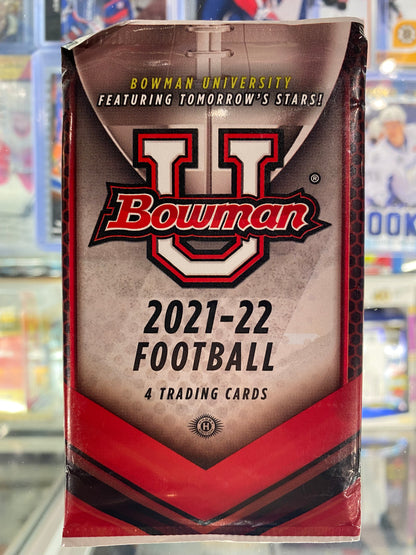 2021-22 Bowman University Football Hobby Pack - 4 Cards - Pro League Sports Collectibles Inc.