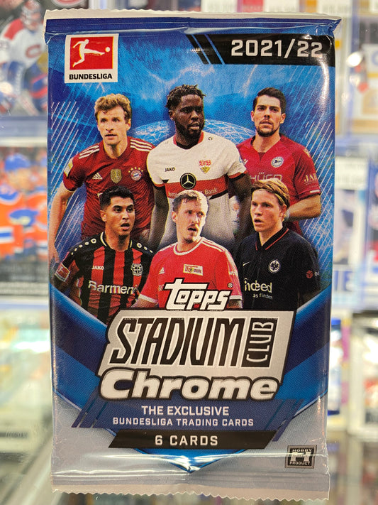 2021-22 Topps Stadium Club Chrome UEFA Champions League Soccer - 6 Card Hobby Pack