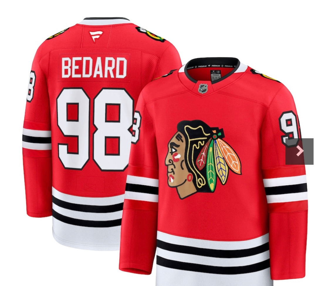 Chicago Blackhawks Connor Bedard #98 Fanatics Home Premium Player Jersey - Red - Pro League Sports Collectibles Inc.