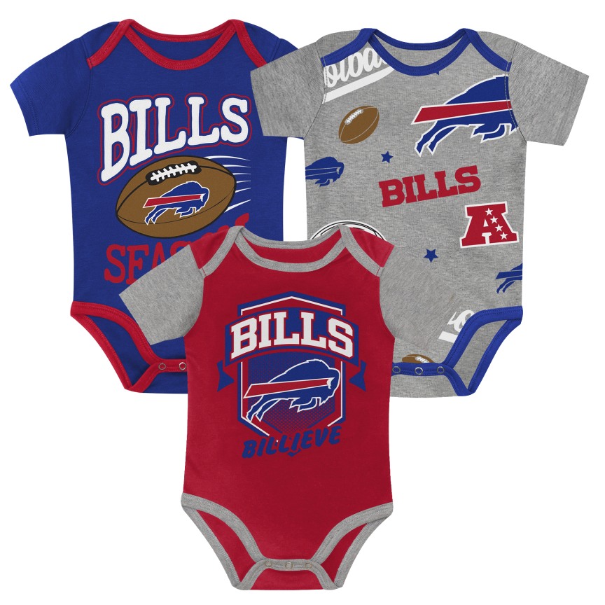 Infant Buffalo Bills AFC Grey/Red/Blue 3-Piece Creeper Set