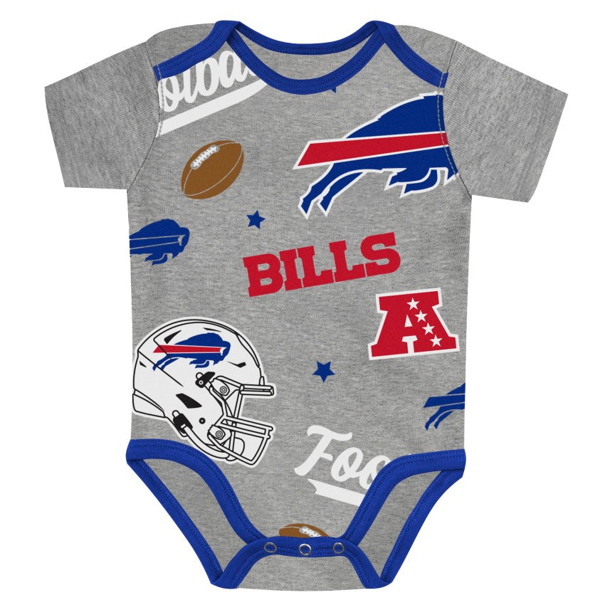 Infant Buffalo Bills AFC Grey/Red/Blue 3-Piece Creeper Set