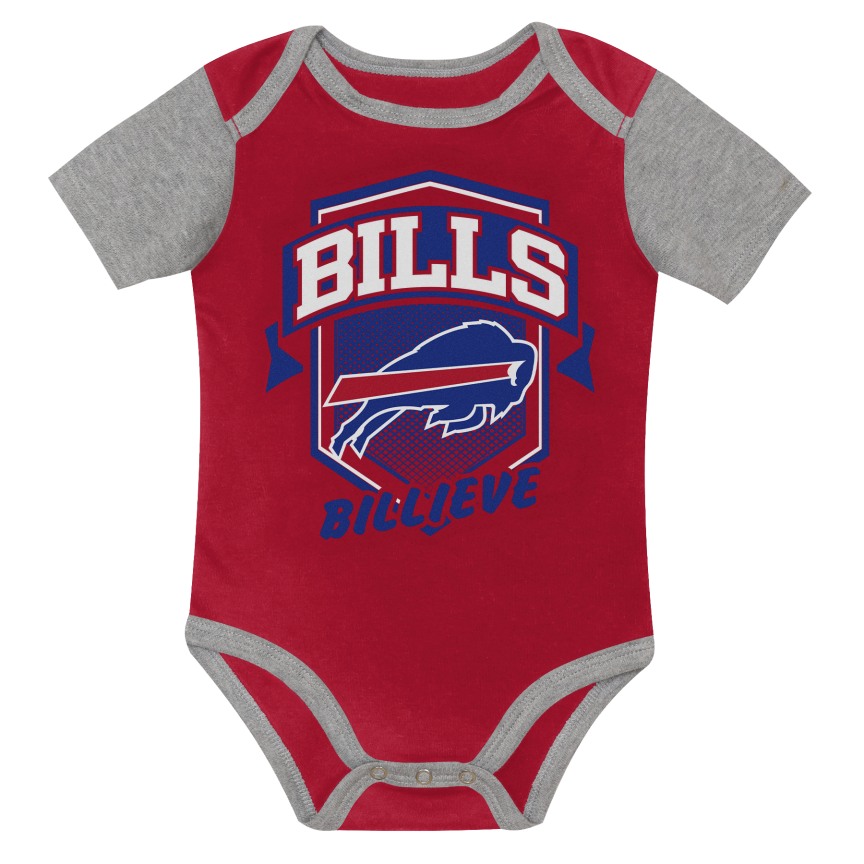 Infant Buffalo Bills AFC Grey/Red/Blue 3-Piece Creeper Set