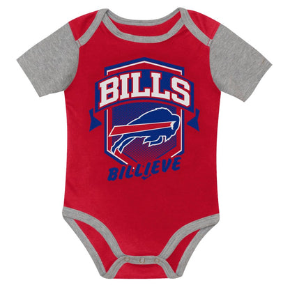 Infant Buffalo Bills AFC Grey/Red/Blue 3-Piece Creeper Set