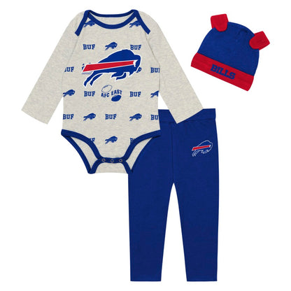 Infant Buffalo Bills AFC 3-Piece Huddle Set (Creeper, Pants, Beanie)