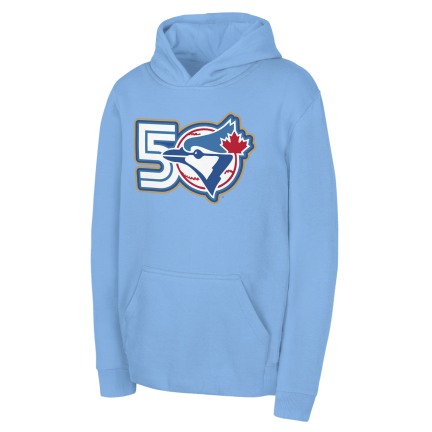 Youth Toronto Blue Jays New Era 50th Season Anniversary Pullover Hoodie - Light Blue