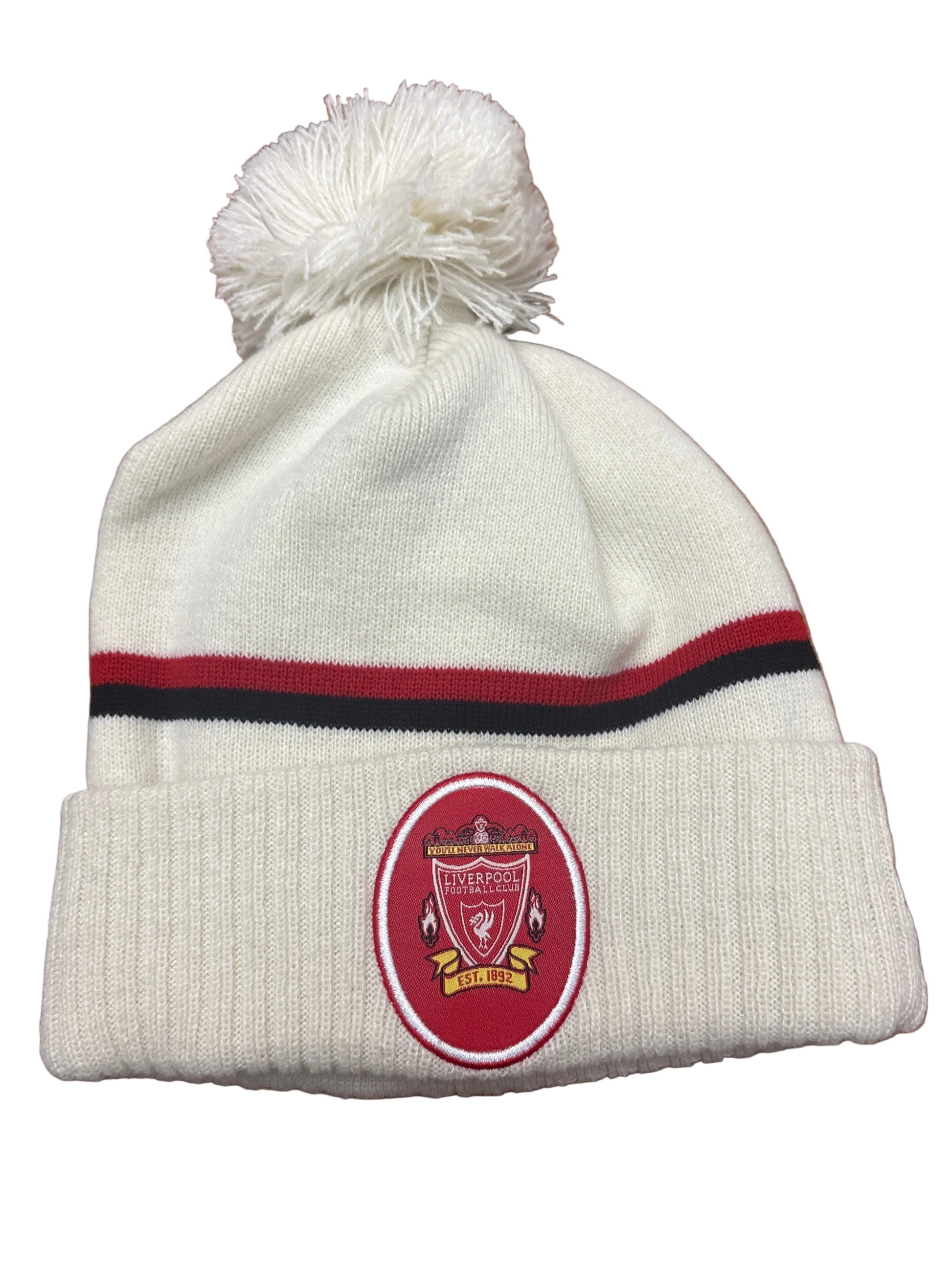 Liverpool FC New Era Striped Cuffed Pom Toque - Cream