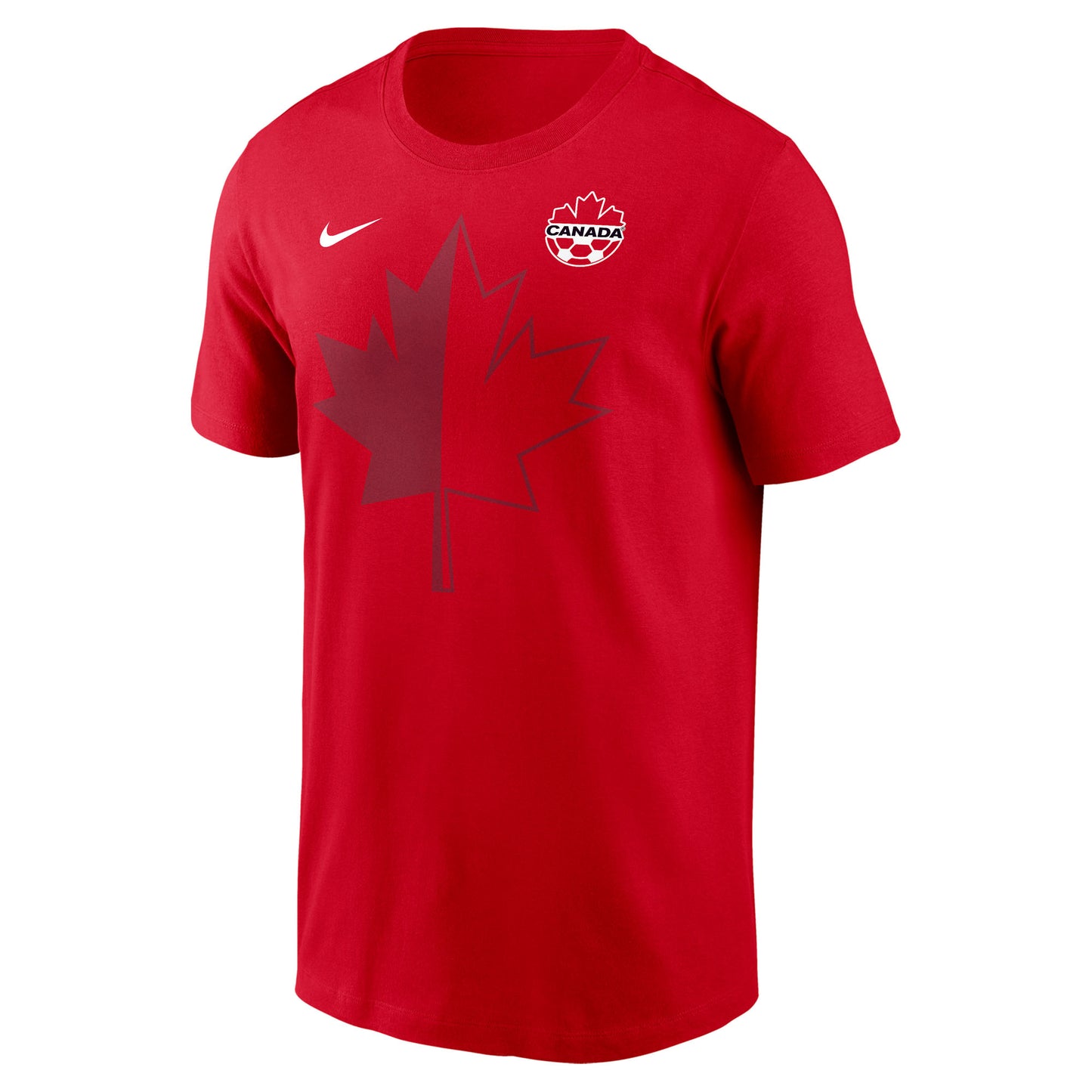 Canada Soccer National Alphonso Davies #19 National World Cup 2026 Primary Leaf Logo T-shirt - Red