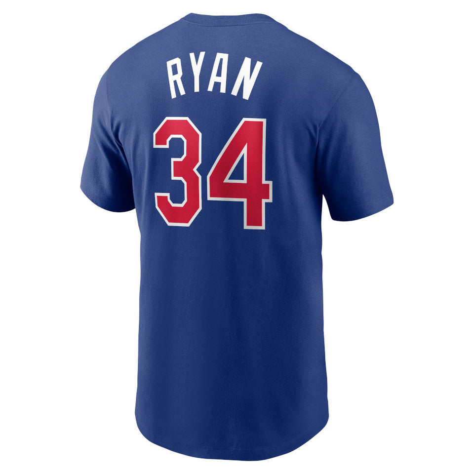 Texas Rangers Nolan Ryan #34 Cooperstown Collection Blue Fuse Name & Number T-Shirt