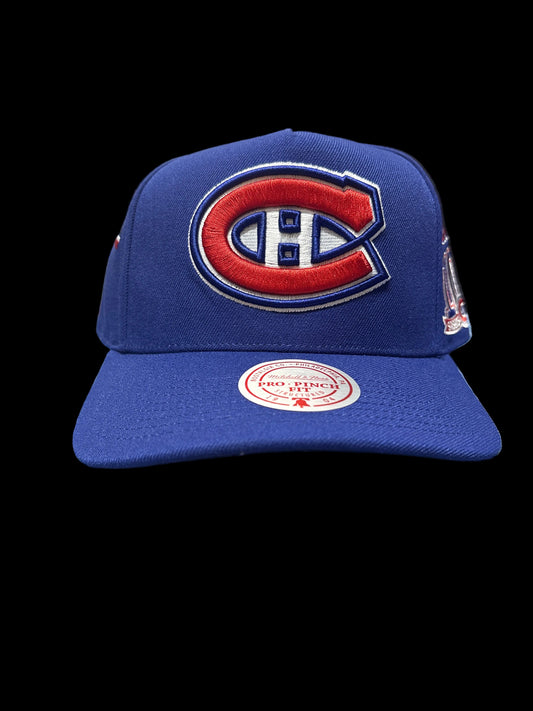 Montreal Canadiens Mitchell & Ness Historic Pro Pinch Structured Fit Snapback Hat - Blue