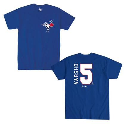 Toronto Blue Jay Daulton Varsho #5 '47 Brand Royal Name & Number T-Shirt
