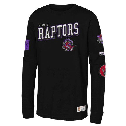 Youth Toronto Raptors Black Hardwood Classics Throwback Long Sleeve T-Shirt