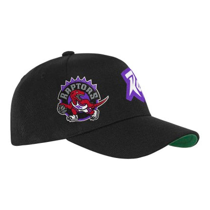 Youth Mitchell & Ness Black Toronto Raptors Busted Logo Wordmark Wrap-Around Pro Pinch Adjustable Hat