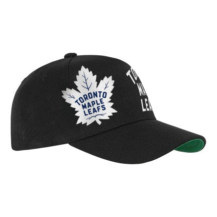 Youth Mitchell & Ness Black Toronto Maple Leafs Busted Logo Wordmark Wrap-Around Pro Pinch Adjustable Hat