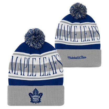 Youth Toronto Maple Leafs Michell & Ness Hard Wood Classic Pom Toque - Blue