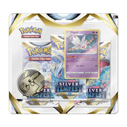 Pokémon TCG : Sword and Shield-Silver Tempest 3 booster pack + collectable coin Togetic Card - Pro League Sports Collectibles Inc.