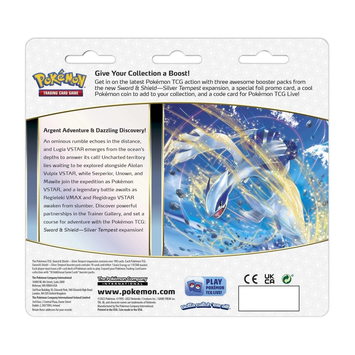 Pokémon TCG : Sword and Shield-Silver Tempest 3 booster pack + collectable coin Togetic Card - Pro League Sports Collectibles Inc.