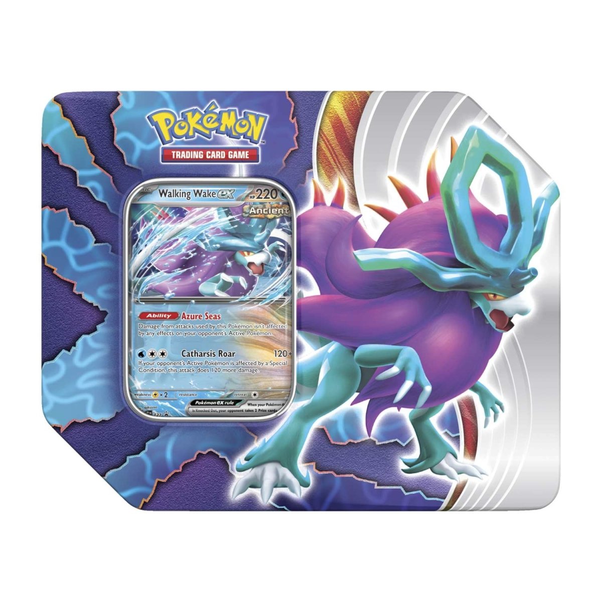 Pokémon TCG: Paradox Clash Tin (Iron Leaves ex, Walking Wake ex)