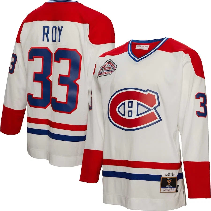 Patrick Roy #33 Montreal Canadien Mitchell & Ness Power Play Authentic Premium Replica 1992-93 Jersey - White