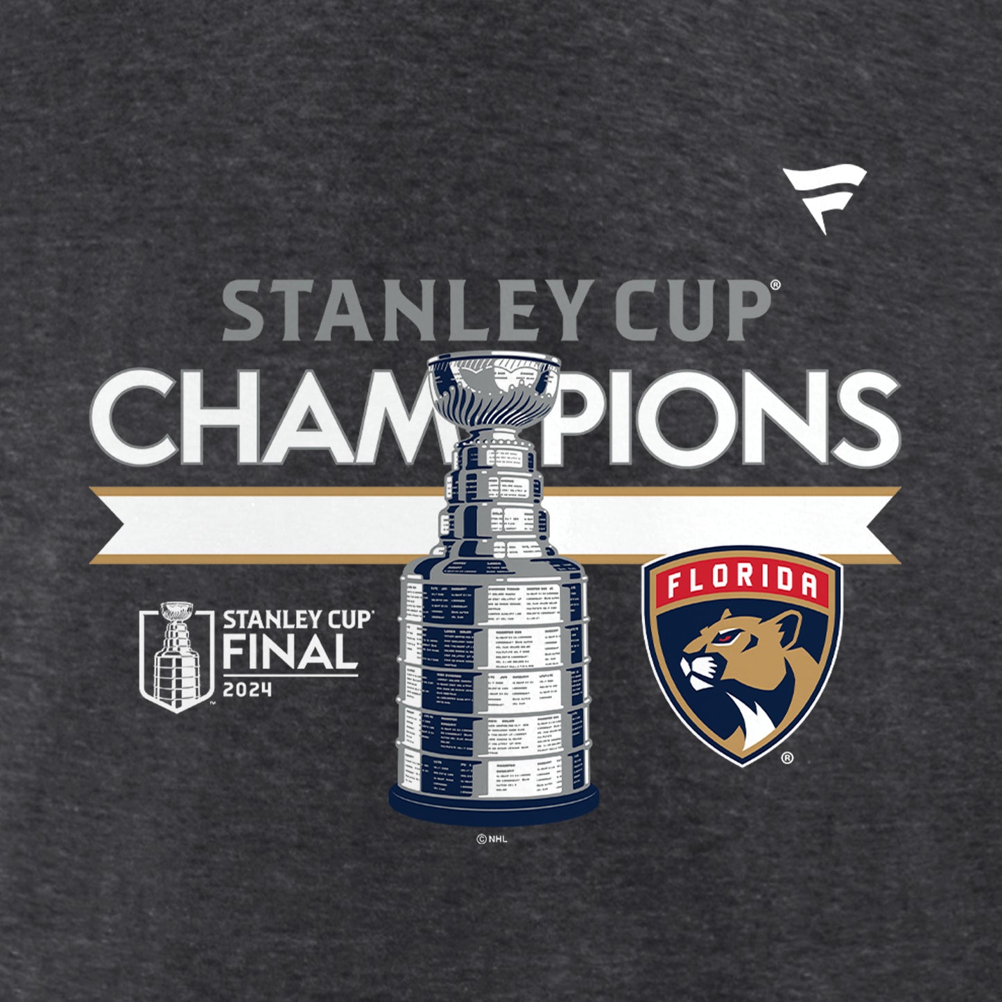 Men's Florida Panthers Fanatics Heather Charcoal 2024 Stanley Cup Champions Locker Room T-Shirt