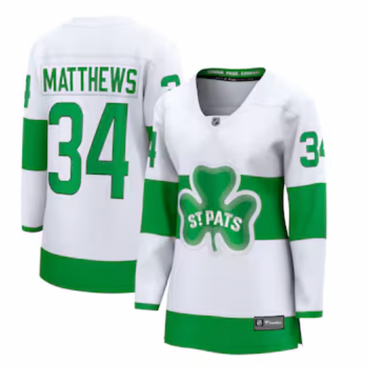 Women's Toronto Maples Leafs 2024 St Pats Auston Matthews #34 Replica Jersey