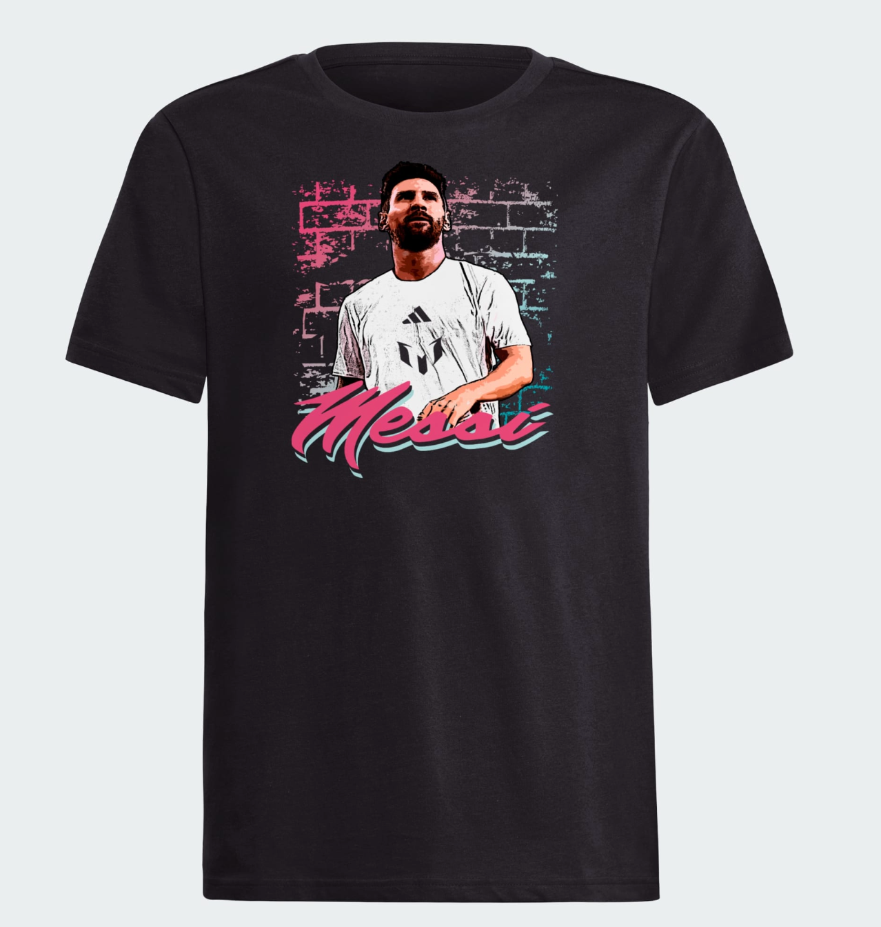 Youth Messi Adidas Mural Tee - Black