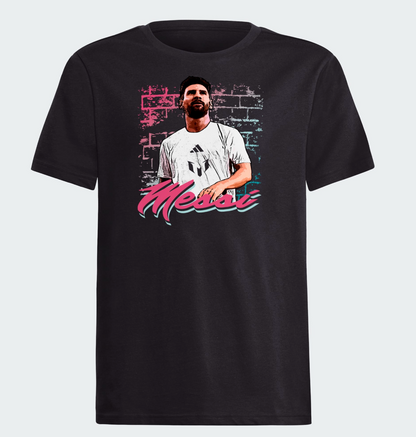 Youth Messi Adidas Mural Tee - Black