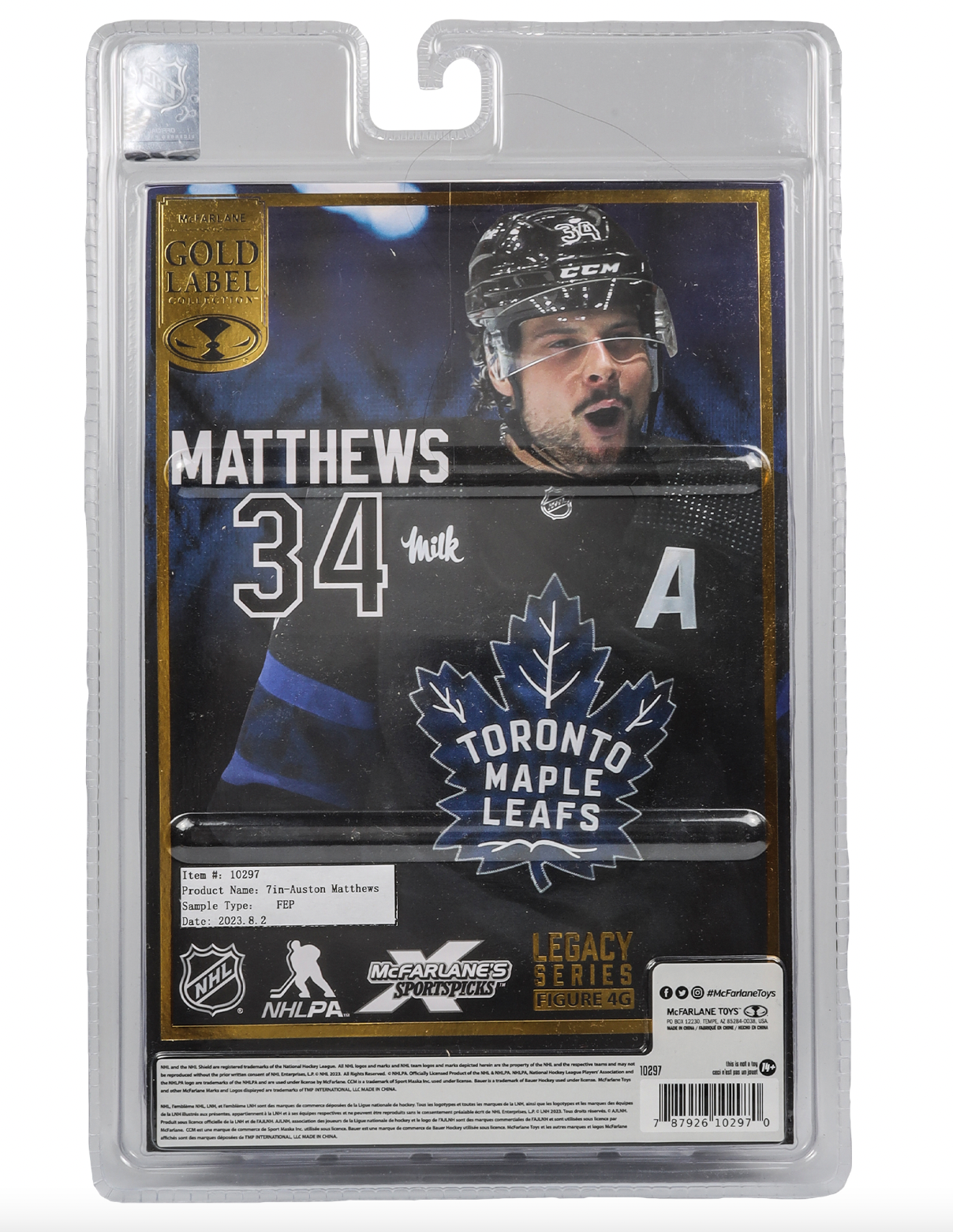 McFarlane NHL  Sports Picks - Auston Matthews Black Jersey Figure - Toronto Maple Leafs