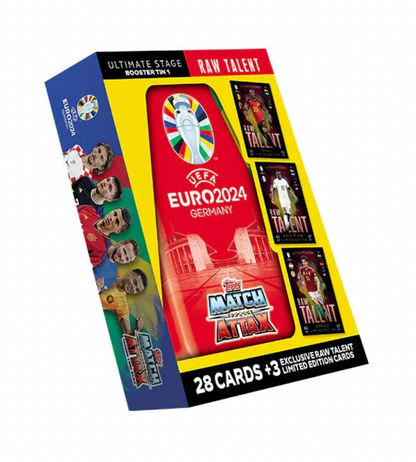 2024 Topps UEFA Euro Cup Match Attax Mini Tin "Raw Talent" 28 Cards + 3 Limited - Pro League Sports Collectibles Inc.