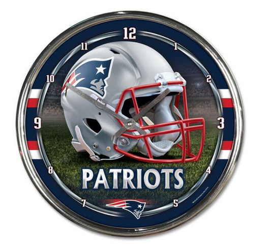 New England Patriots WinCraft NFL Chrome Clock - Pro League Sports Collectibles Inc.