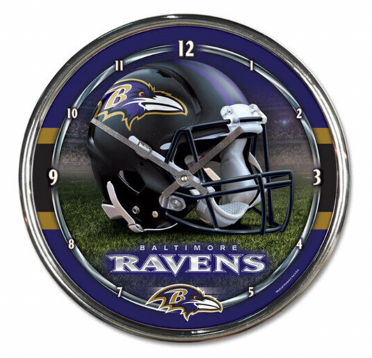 Baltimore Ravens WinCraft NFL Chrome Clock - Pro League Sports Collectibles Inc.