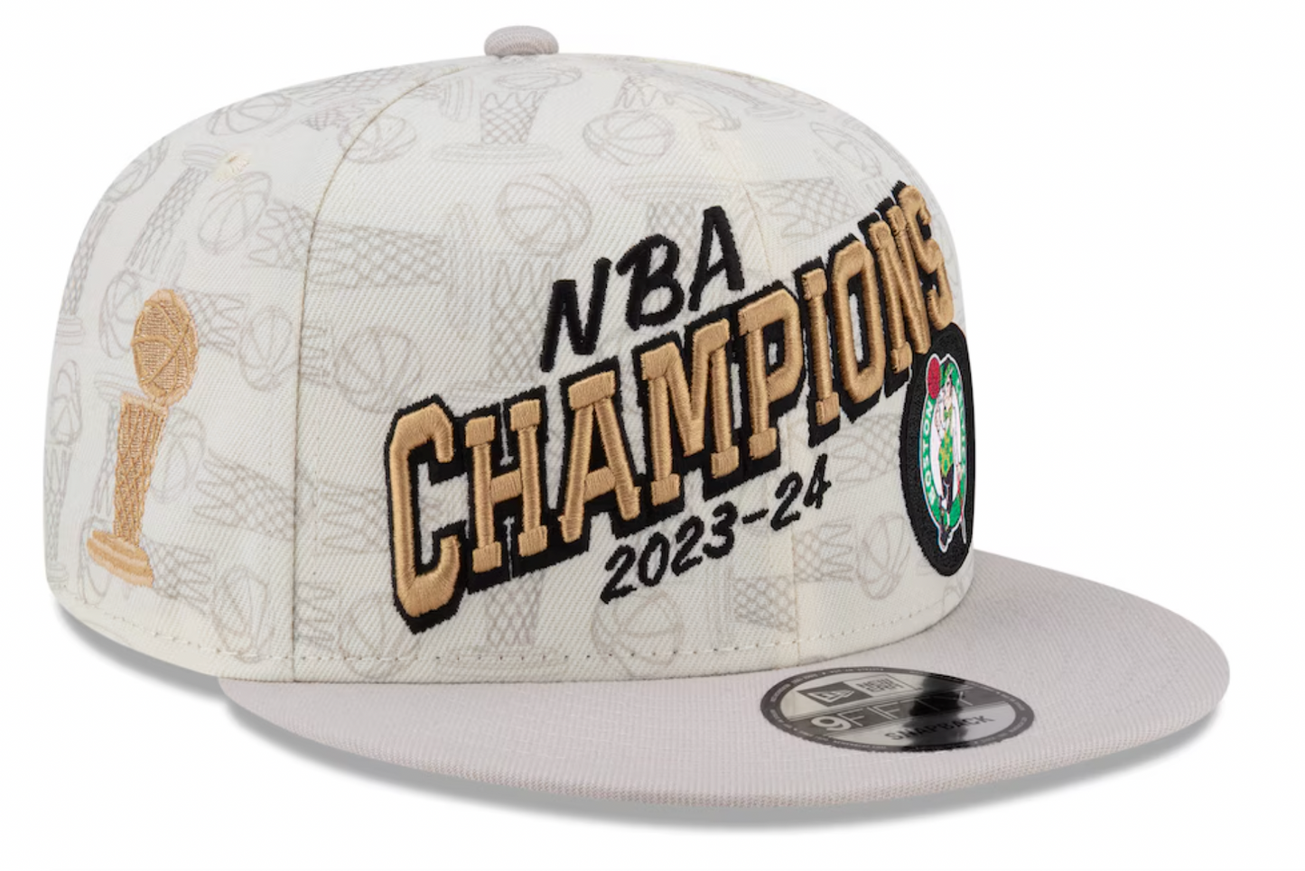 Boston Celtics 2024 NBA Finals Champions New Era -Cream Locker Room 9FIFTY Snapback Adjustable Hat