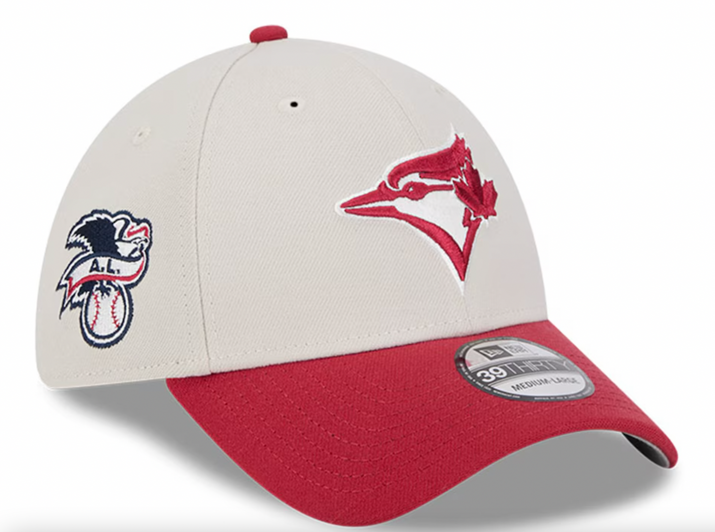 Toronto Blue Jays New Era 2024 Khaki/Red Fourth of July 39THIRTY Flex Hat - Pro League Sports Collectibles Inc.