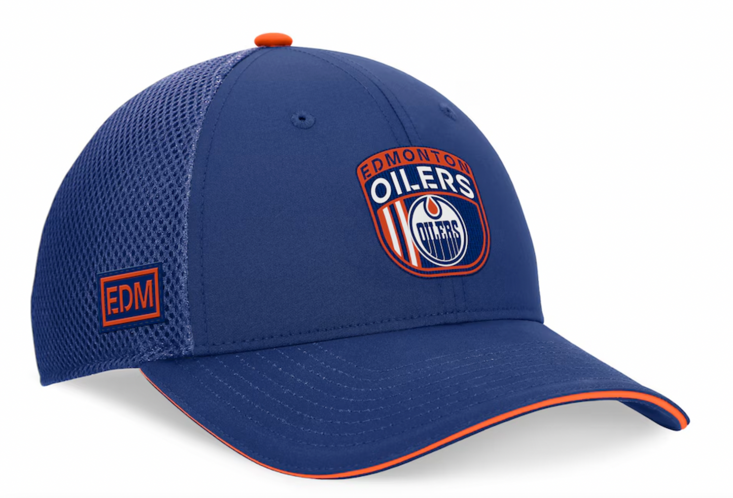 Youth Edmonton Oilers Fanatics Branded 2024 NHL Draft On Stage Trucker Adjustable Hat