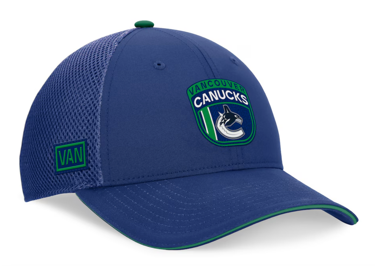 Youth Vancouver Canucks Fanatics Branded 2024 NHL Draft On Stage Trucker Adjustable Hat - Pro League Sports Collectibles Inc.