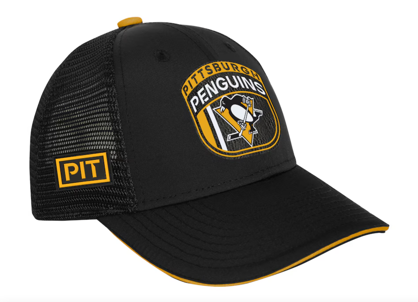 Youth Pittsburgh Penguins Fanatics Branded 2024 NHL Draft On Stage Trucker Adjustable Hat