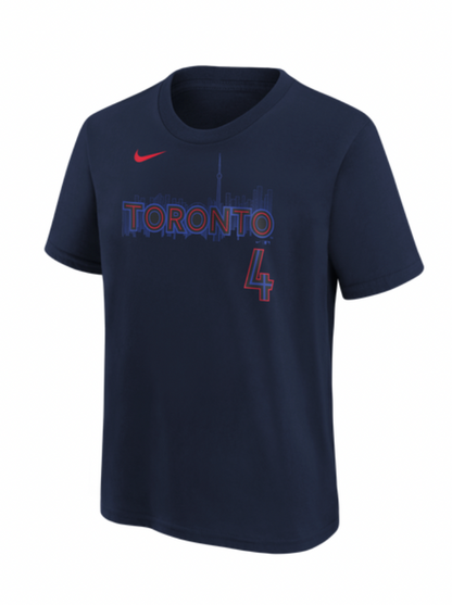 Toronto Blue Jays Name & Number City Connect #4 George Springer T-Shirt - Midnight Blue